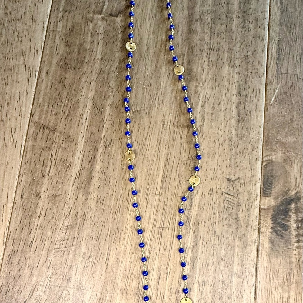 Virgins Saints & Angels Blue and Gold Necklace